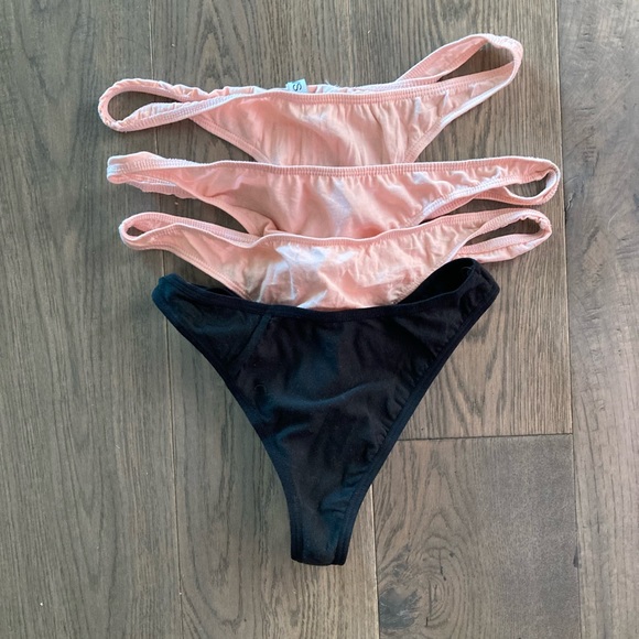 OVS Pink Black Cotton Thongs Underwear Panties G-string Junior Large 4 Pack Set - Picture 6 of 7